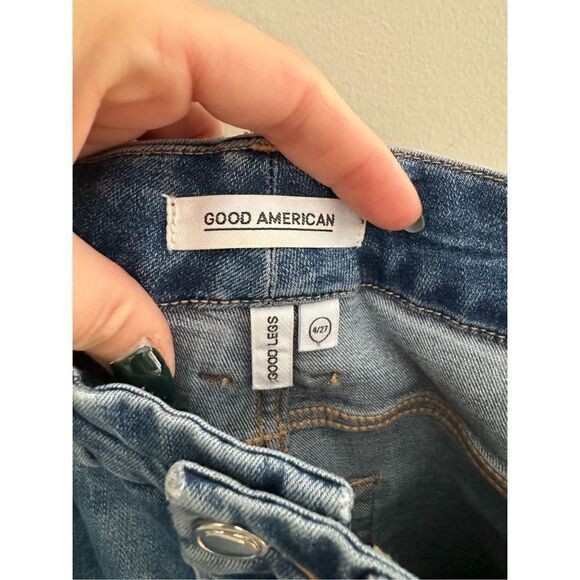 Good American High Rise Jeans 940 Size 4/27 Blue Good Classic Raw Hem - Picture 7 of 8